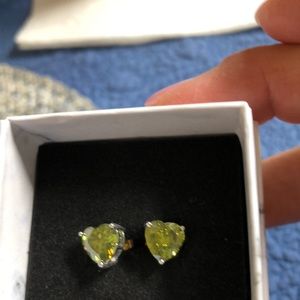 Peridot Heart Shape Post Earrings